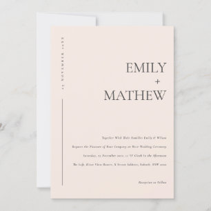 INVITATION MARIAGE DE TYPOGRAPHIE DE PEACH ROSE MOELLEUX MOIN