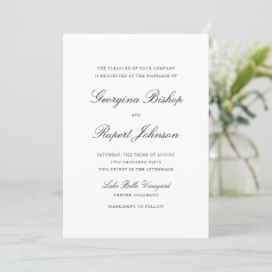 Invitation Mariage de typographie de script simple noir