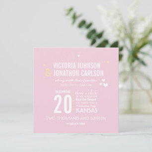 Invitation Mariage de typographie de Zag rose et jaune