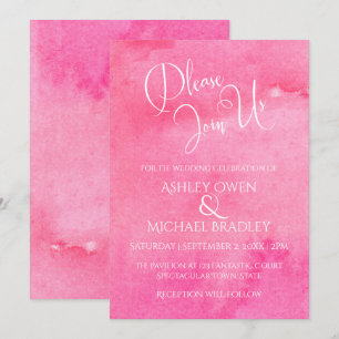 Invitation Mariage de typographie élégante en couleur rose ch