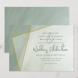 Invitation mariage de typographie géométrique en jade gris