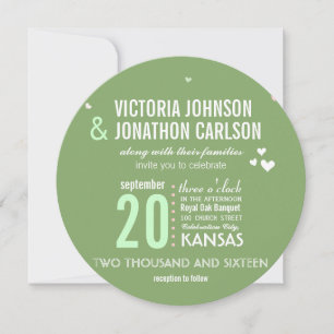 Invitation Mariage de typographie géométrique tendance vert e