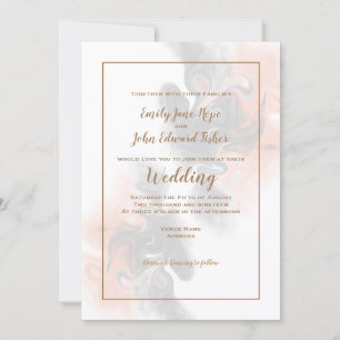 Invitation Mariage de typographie gris doux et bracelet/or