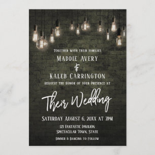 Invitation Mariage de typographie industrielle en brique Edis