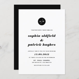 Invitation Mariage de typographie italique noir et blanc gras
