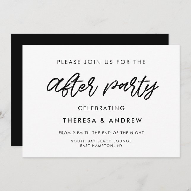 Invitation Mariage de typographie moderne après fête (Devant / Derrière)