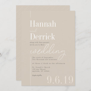 Invitation Mariage de typographie moderne et simple de Ivory