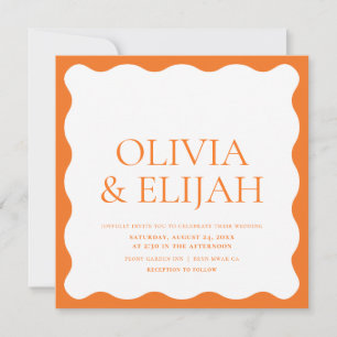 Invitation Mariage de typographie moderne Wavy Orange
