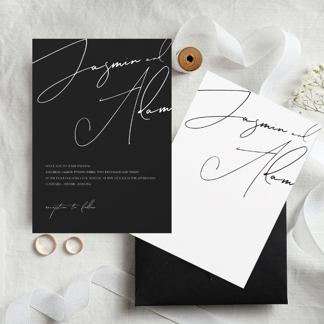 Invitation Mariage de typographie noir blanc (Créateur téléchargé)