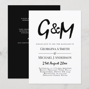 Invitation Mariage de typographie noir blanc classique