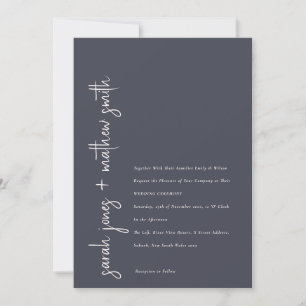 Invitation Mariage de typographie noir de la marine minimale