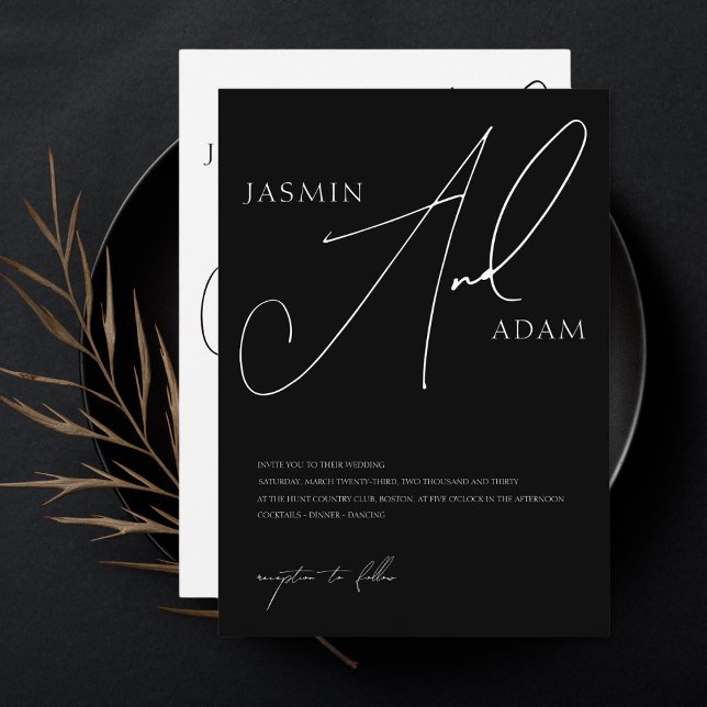 Invitation Mariage de typographie noir et blanc simple (Créateur téléchargé)