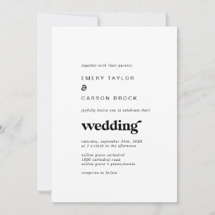 Invitation Mariage de typographie noire moderne