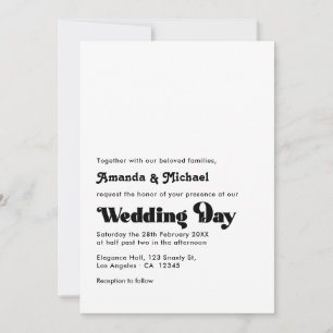 Invitation Mariage de typographie rétro noir et blanc intempo