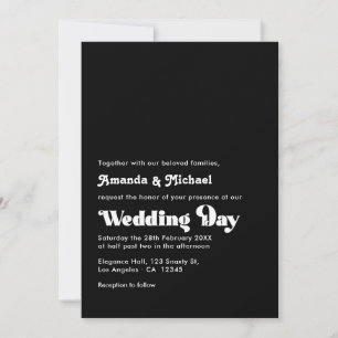 Invitation Mariage de typographie rétro noir et blanc intempo
