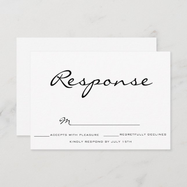 Invitation Mariage de typographie rsvp (Devant / Derrière)