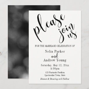 Invitation Mariage de typographie simple et moderne "Joignez-