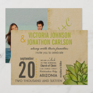 Invitation Mariage de typographie Succulente à la chaux jaune