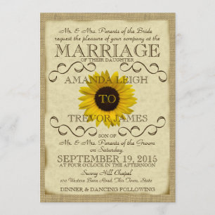 Invitation Mariage de typographie Vintage tournesol