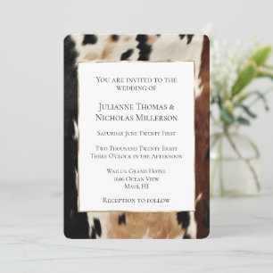 Invitation Mariage de vache blanc occidental Brown Cream