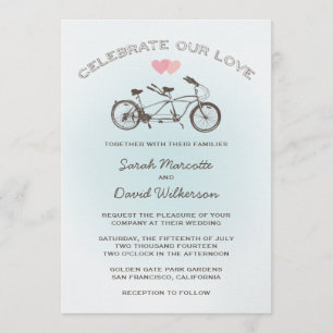 Invitation Mariage de vélo en tandem bleu