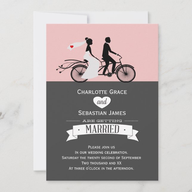 Invitation Mariage De Vélos Cute Tandem (Devant)