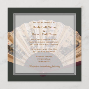 Invitation Mariage de ventilateur chinois en bambou et soie