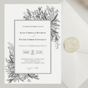 Invitation Mariage de verdure blanc et noir