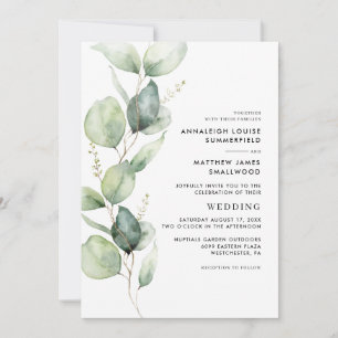 Invitation Mariage de verdure botanique moderne Eucalyptus