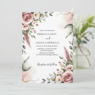Invitation Mariage de verdure botanique rustique d'eucalyptus