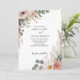 Invitation Mariage de verdure botanique rustique d'eucalyptus