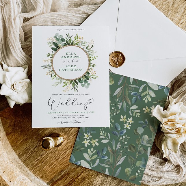 Invitation Mariage de verdure botanique vert moderne (Créateur téléchargé)