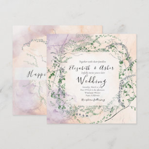 Invitation Mariage de verdure de la forêt d'aquarelle