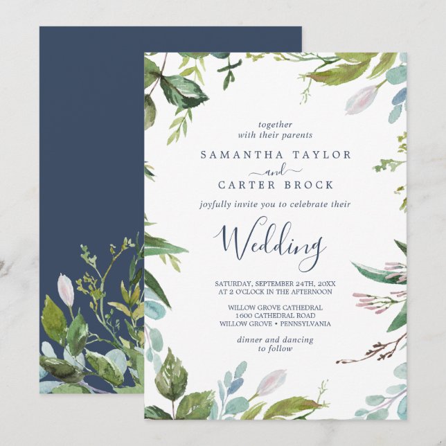 Invitation Mariage de verdure d'été (Devant / Derrière)