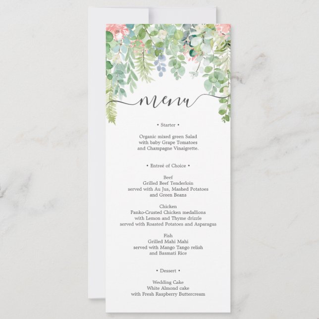 Invitation Mariage de verdure douce ou Fête de l'mariée (Devant)