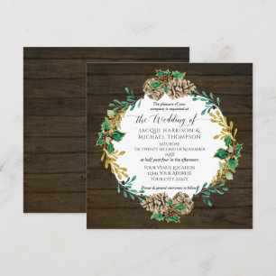 Invitation Mariage de verdure du pin de Noël en bois rustique