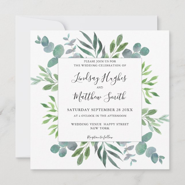 Invitation Mariage de verdure Eucalyptus (Devant)