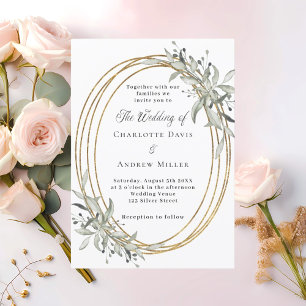 Invitation Mariage de verdure or