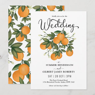 Invitation Mariage de verdure orangée des agrumes botaniques 