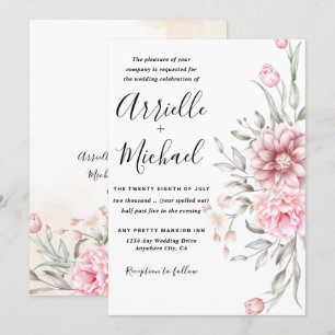 Invitation Mariage de verdure rose Dusty Rose