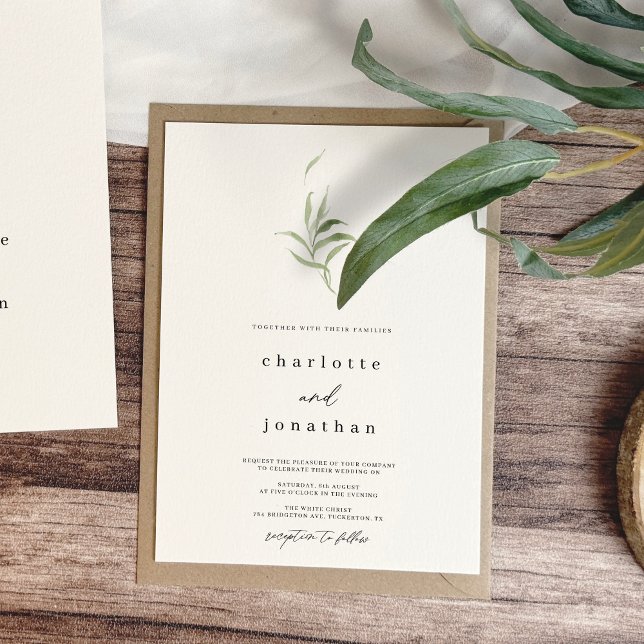 Invitation Mariage de verdure rustique minimal (Créateur téléchargé)