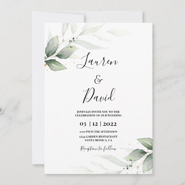 Invitation mariage de verdure simple (Devant)