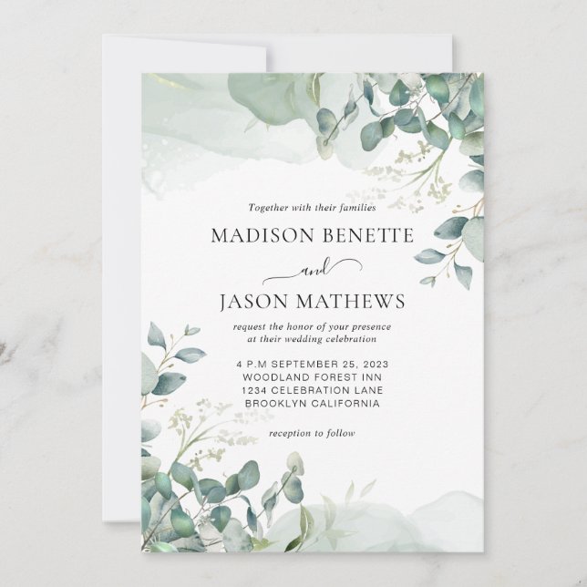 Invitation Mariage de verdure simple et élégant (Devant)