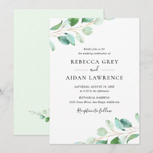 Invitation Mariage de verdure simple Eucalyptus