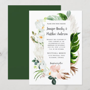Invitation Mariage de verdure tropicale blanc pâle