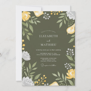 Invitation Mariage de verger luxuriant vert olive