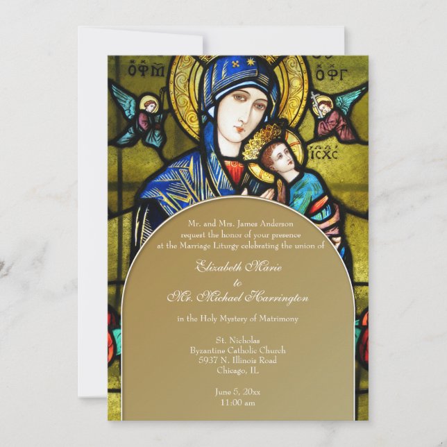 Invitation Mariage de verre catholique byzantin (Devant)