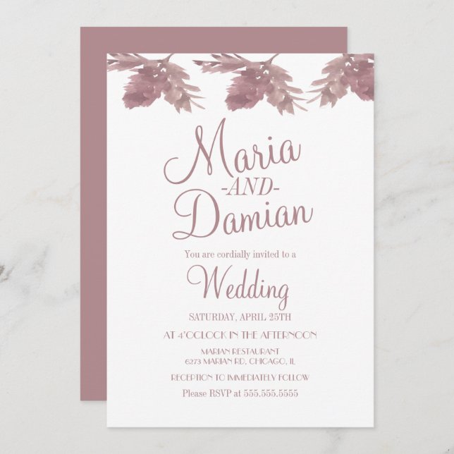 Invitation Mariage de vidage couleur aquarelle (Devant / Derrière)