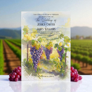 Invitation Mariage de vigne aquarelle rustique aux citrons