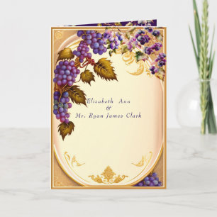 Invitation Mariage de vignoble Raisin VIne Filigrane Doré